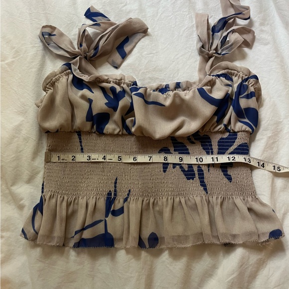 Aritzia Wilfred Ballad Ruffled Cami, Tan and Blue, size Medium - Picture 8 of 8